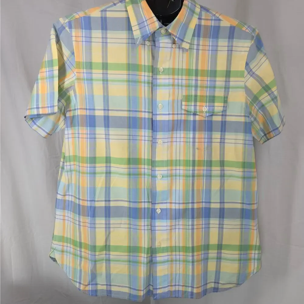 Polo Ralph Lauren Green Beach Twill Plaid Shirt Mens M Short Sleeve Button Down - Picture 2 of 10